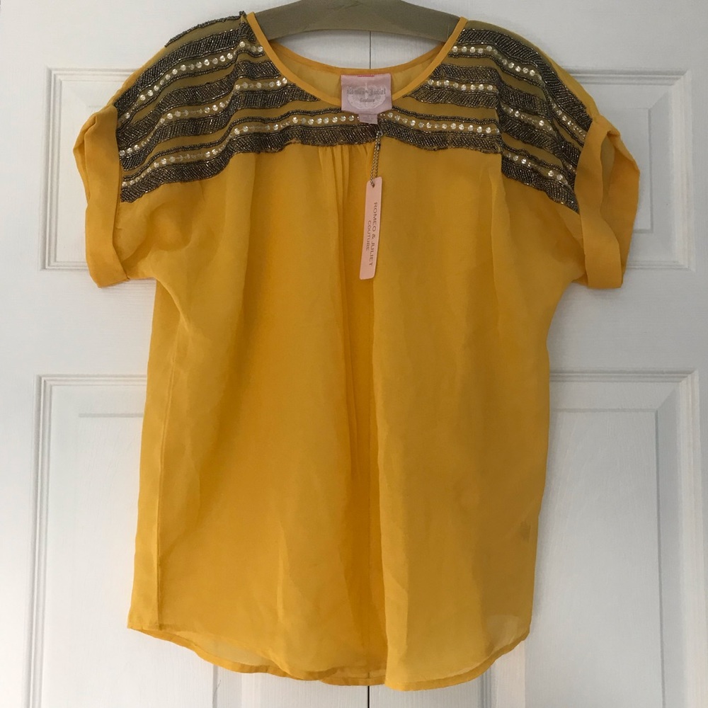 ROMEO &JULIET COUTURE - yellow beaded shirt